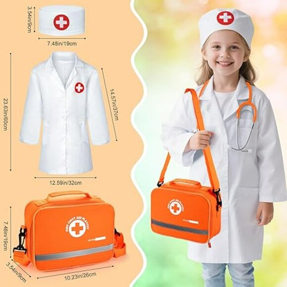 NEW33Pcs Wooden Dentist Play Set with Real Stethoscope, Dental Tool&Storage Bag - Picture 5 of 7